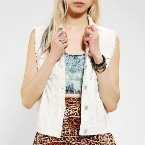 Urban Outfitters Jackets & Blazers - Urban Outfitters Cutoff Denim Vest White